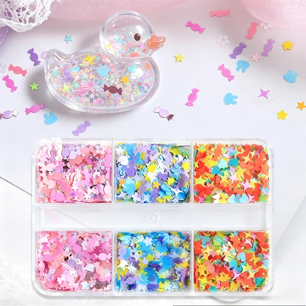 Rainbow Candy Sequins Resin Filling Cute Rabbit Butterfly Flower Glitter Flakes Epoxy Resin Charms Shaker Filler DIY Accessories