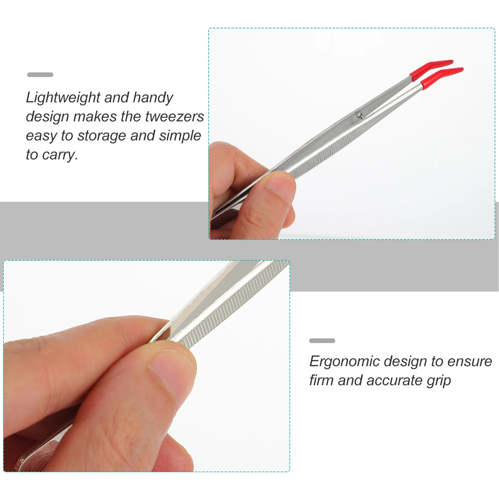 

2pcs Stainless Steel Tweezers Durable Rustproof Ergonomic Lightweight Multipurpose Universal Home Tool For Jewelry Bead Lab