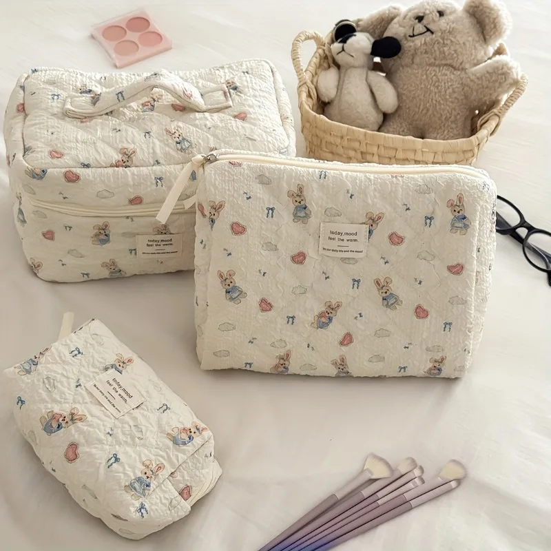 

Косметичка с мультяшным кроликом, синяя юбка с изображением кролика, набор косметичек большой емкости, портативный дорожный органайзер, ручная стирка, сумка