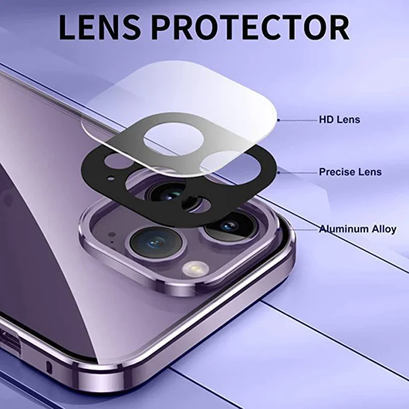 360 ° Full Protection Metal Magnetic Double-Sided Glass Snap Lock Privacy Case For iPhone 17 16 15 14 13 12 Pro Max Plus 17E 16E