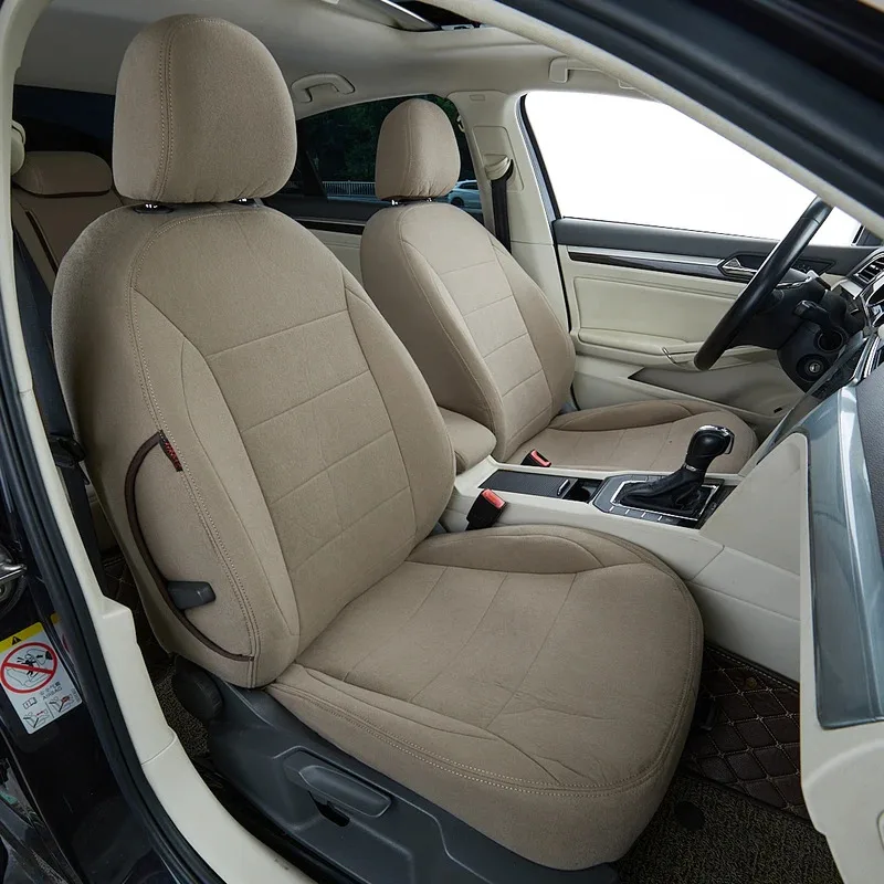 Custom Luxury beige leather Waterproof Universal 5pcs car seat covers for Lamando