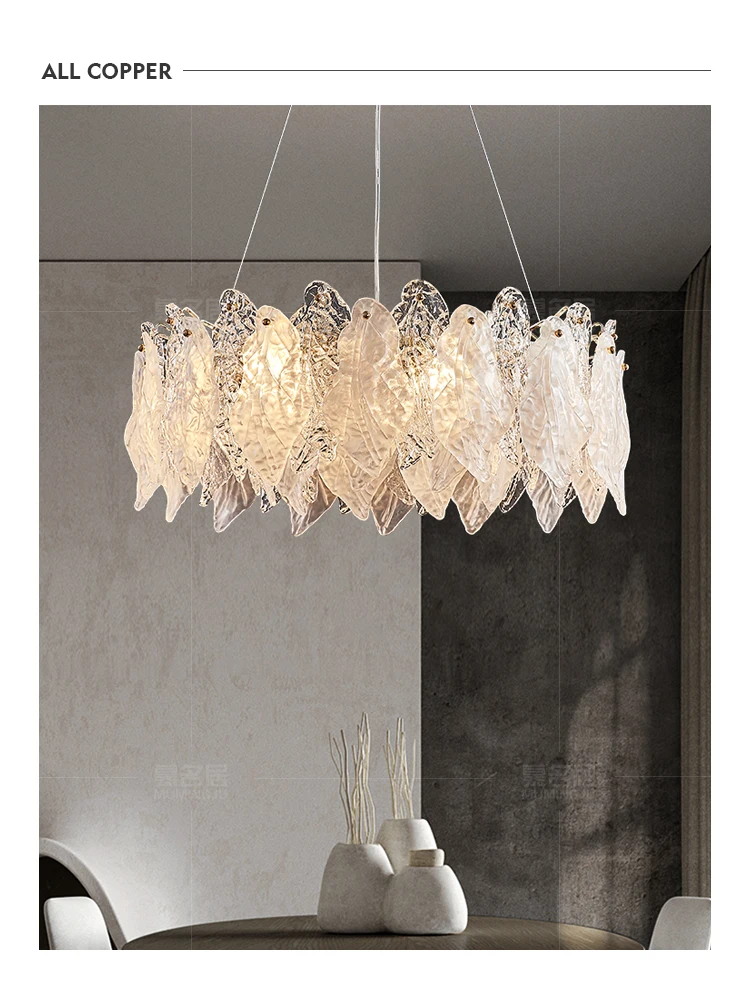 Glass Leaf Modern LED Ceiling Chandeliers Luxury Living Dining Room Pendent Lamp Home Decor Hanging Light Luster Fixtures lamp