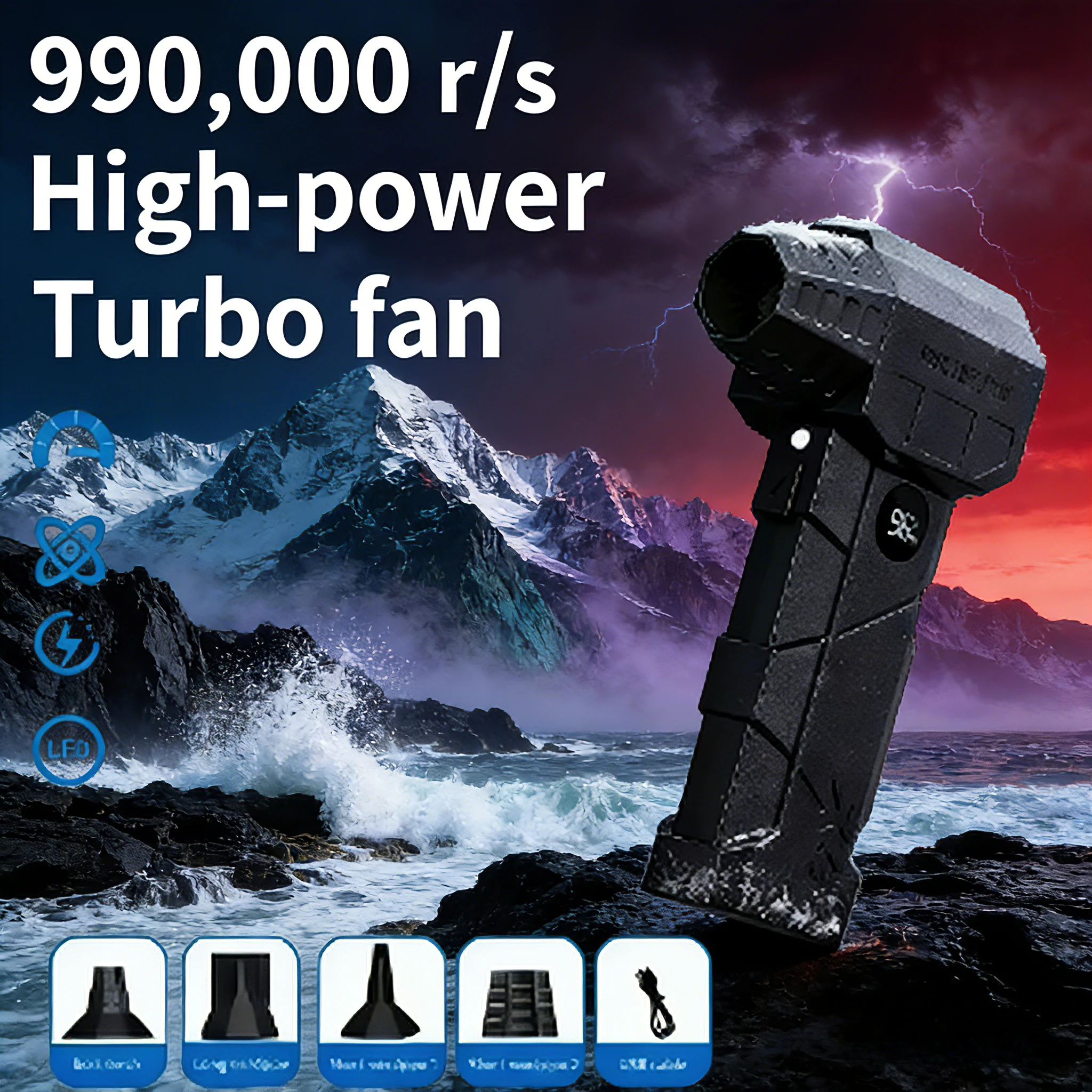 

990000RPM! X5 MAX Turbo Blower – 75m/s Strong Wind (10000mAh Brushless)
