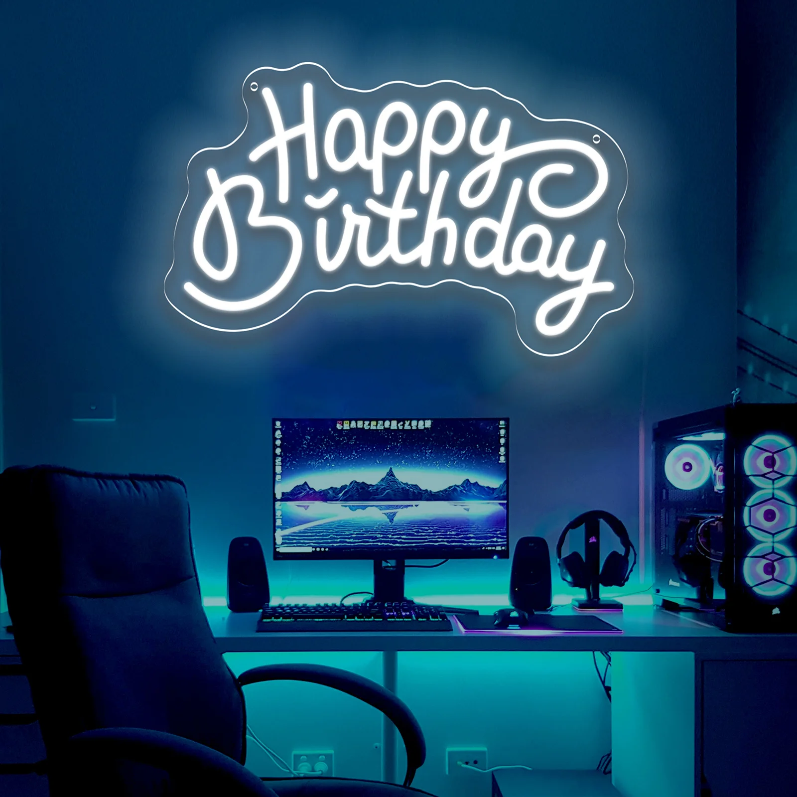 LED Neon Light Happy Birthday Neon Sign for Restaurant Man Cave Bedroom Shop Bar Decor Birthday Gift for Friend USB Dimmable