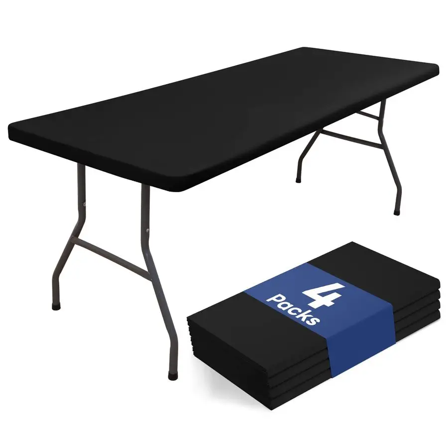 

Набор из 4-х прямоугольных пасхальных скатертей длиной 6 футов, водонепроницаемые полиэстеровые эластичные скатерти, моющиеся чехлы для стола для пикника, Ea