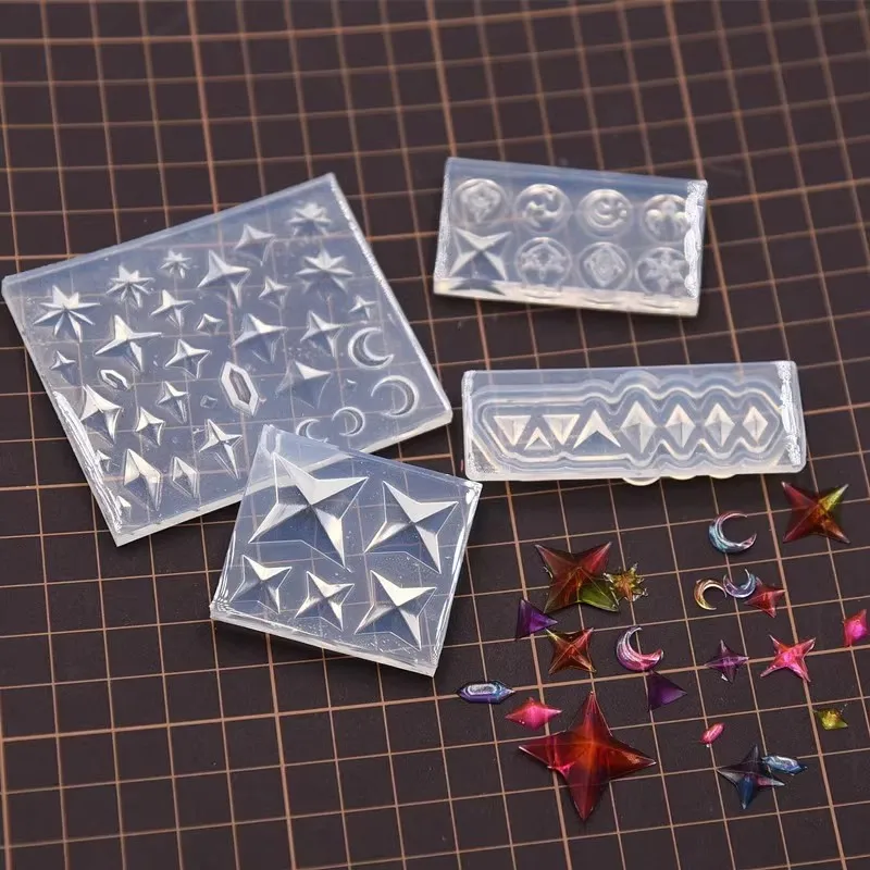 Molde de silicona con forma de diamante de rombo, pegamento UV, pendiente de estrella y luna, herramientas de molde de arcilla de cerámica, bricolaje