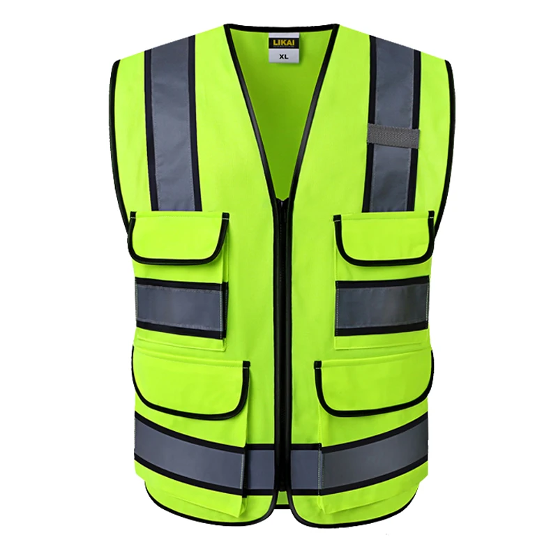 High Vis Safety Vest Fluorescent Yellow Gilet Construction Traffic Worker Workwear Logo Printing for Over 5 Pieces