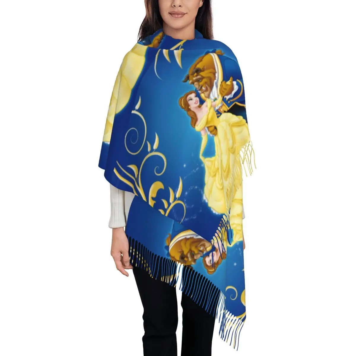 

Шарф на заказ, женский длинный зимний теплый шарф с кисточками, унисекс, романтические шарфы с фантазийными песнями и танцевальными фильмами