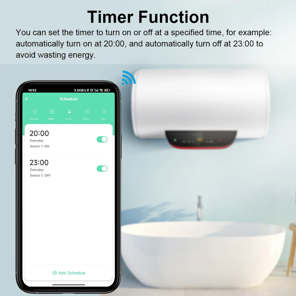 Tuya Smart Life Boiler Стандарт ЕС и США Водонагреватель Беспроводной пульт дистанционного управления Настенная панель Сенсорный переключатель Google Home Alexa Голосовое управление