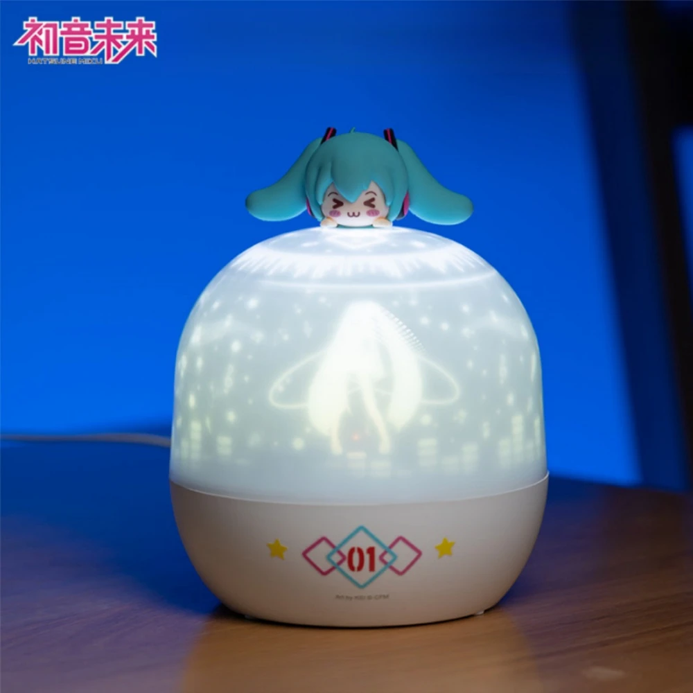 Genuine Original Hatsune Miku Squint Series Starry Sky Projection Lamp Three Color Light Miku Silhouette Rotating Night Light