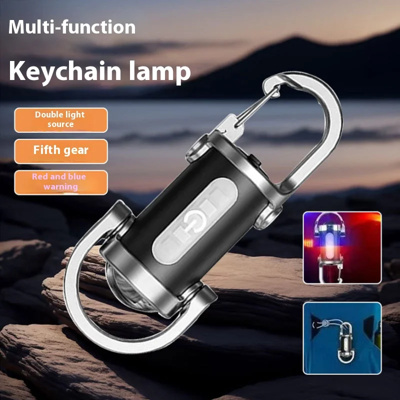 2025 New Portable Keychain Flashlight High Bright Mini Torch Type-C Charging Camping Fishing Emergency Work Light with Hook