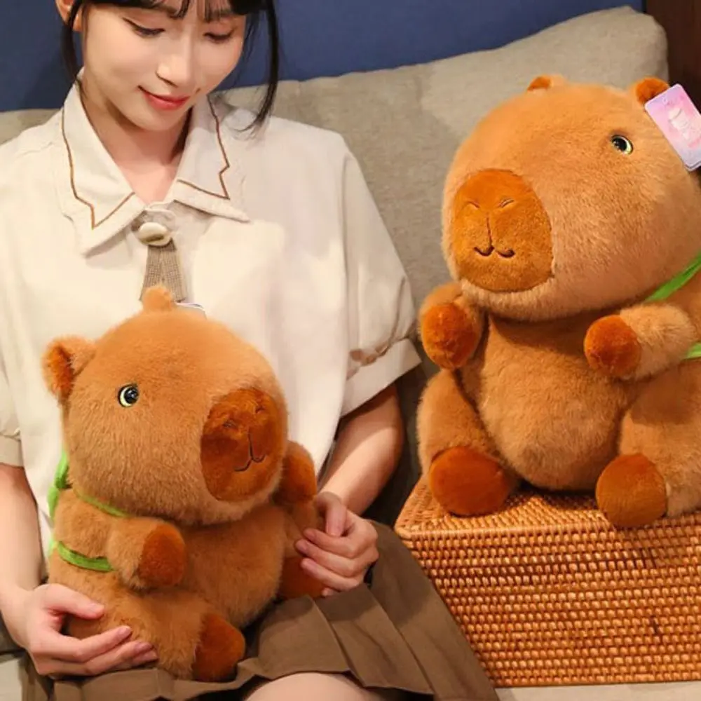 Peluche Capybara avec tortue, jouet doux et mignon, animal au beurre, sac à dos