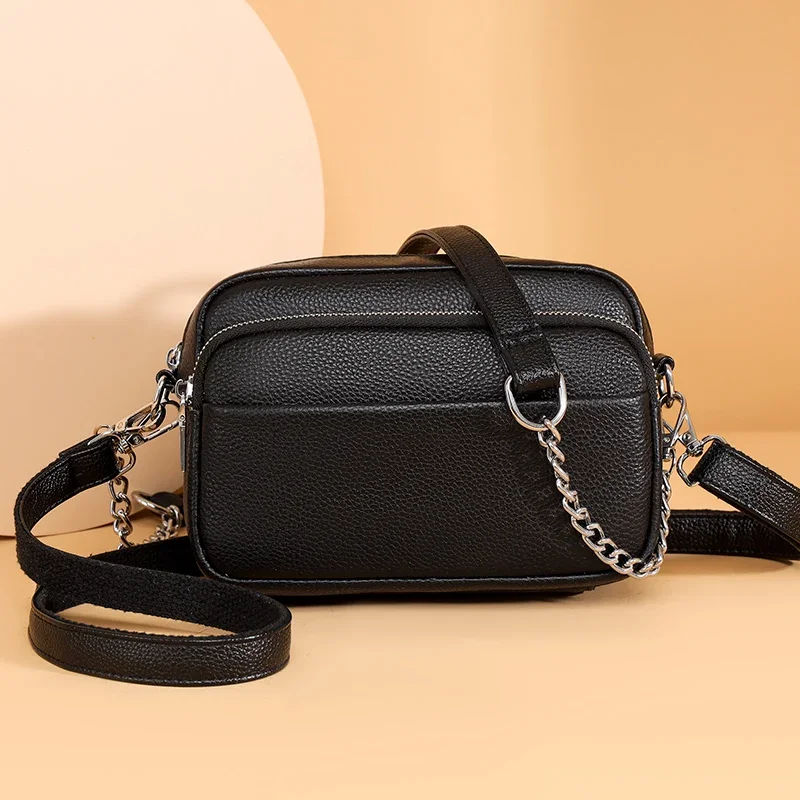 Upgraded Version Genuine Leather Chain Handbags Women's Messenger Bag Cow Leather Female Shoulder Crossbody Bags Designer Sac