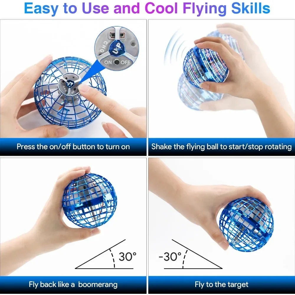 Flying Orb Ball Toy Soaring Hover Boomerang Spinner Hand Controlled Mini Drone Cosmic Globe Spinning Kids Adults Outdoor Fly Toy