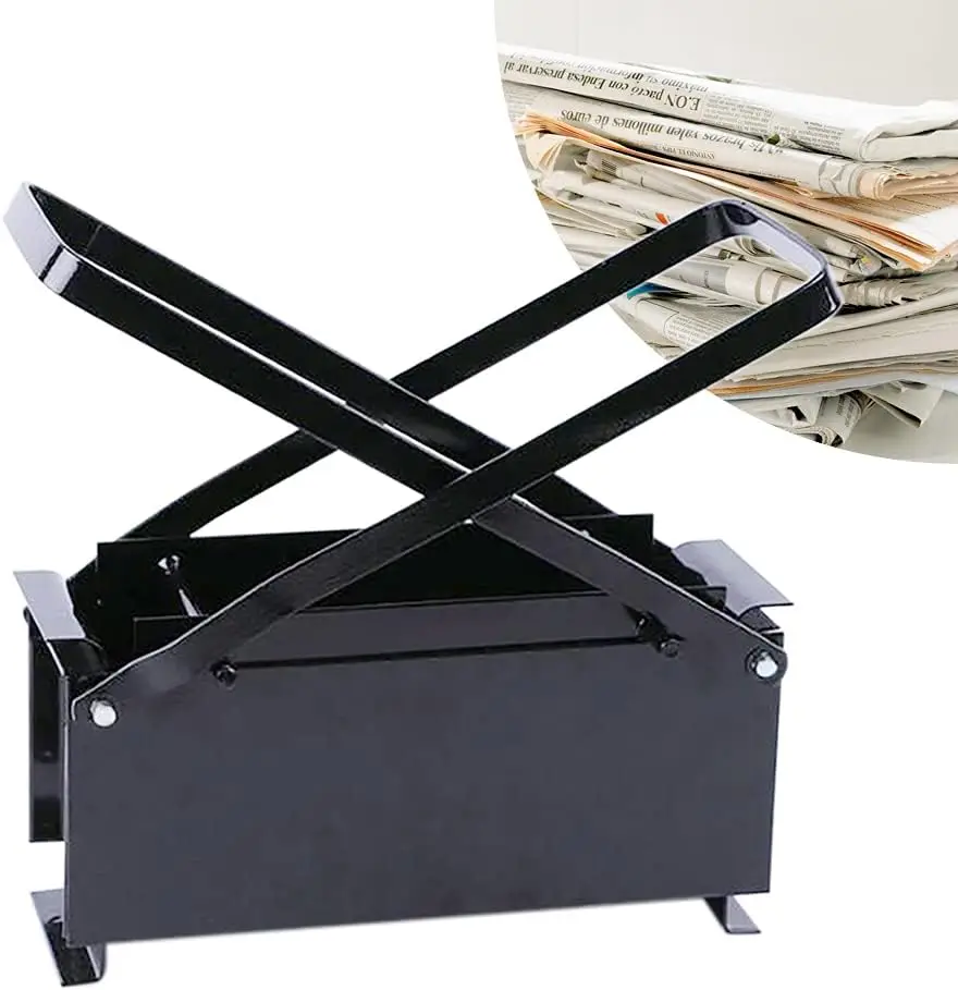 

Paper Log Briquette Maker with 2 Carry Handles, Fire Free Eco Recycle Newspaper Brick Fuel Burning Press Machine