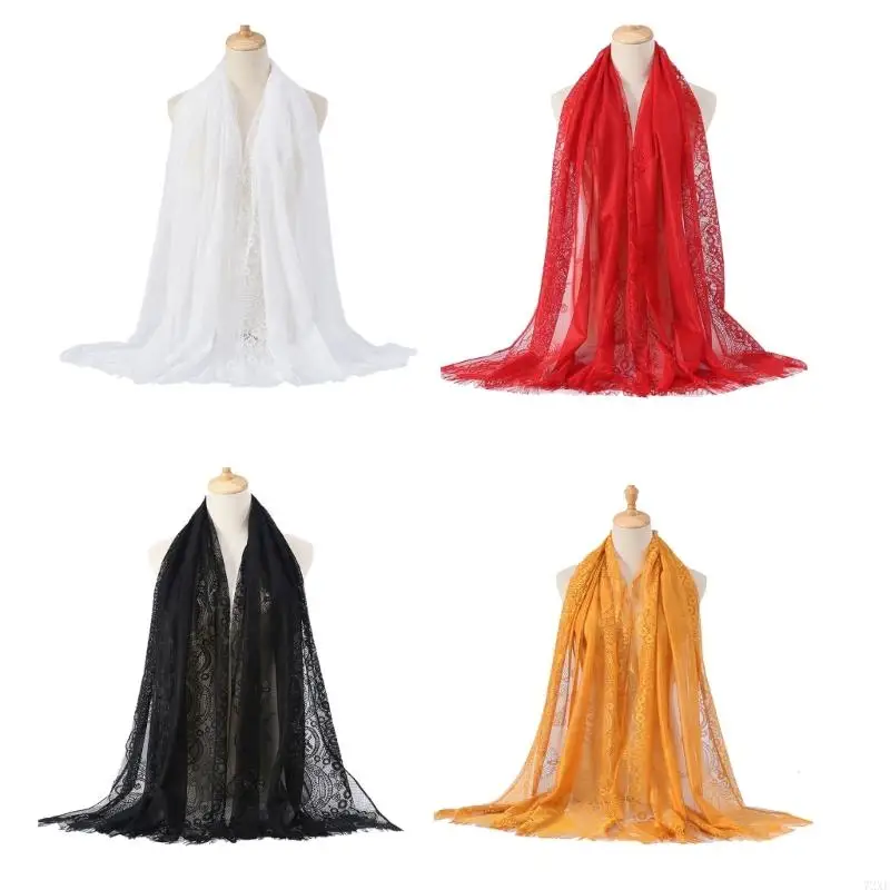 

72XE Elegant Lace Wedding Shawl Wrap Tassels Scarf For Evening Party Dressingup Props