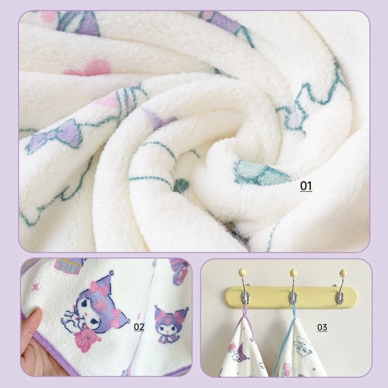 MINISO名創優品 サンリオタオル プリント コーラルフリース 純綿以上 吸水速乾 漫画 毛なしクレンジング フェイスワイプ