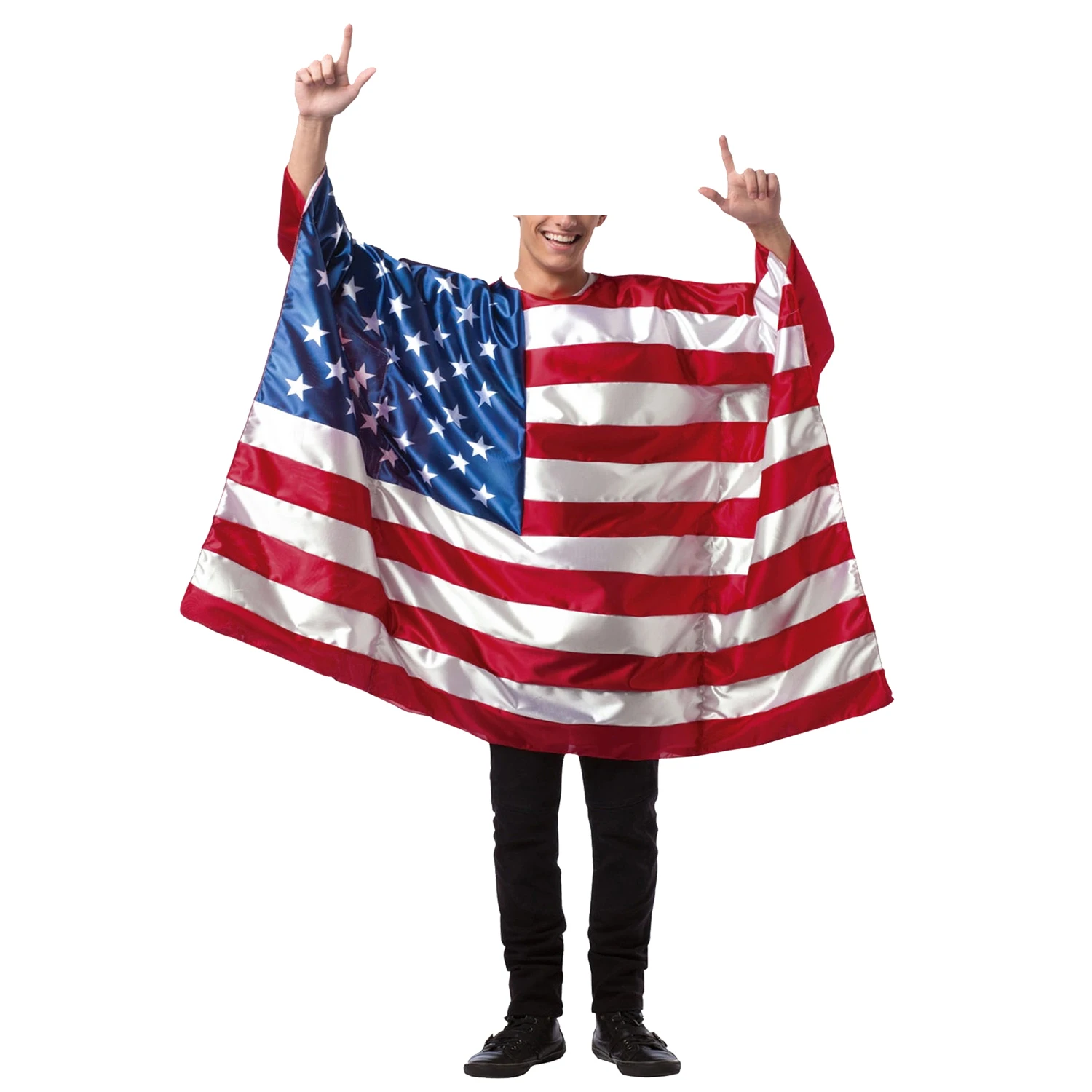 Funny Men Carnival American Flag Cloak Cosplay Costume Independence Day National World Flag Fancy Cape Halloween