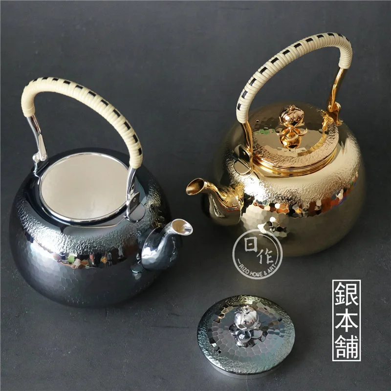 Japanese Original Sier Shop Copper Gold-Plated Teapot Soup Boig Water Kettle Tea Set