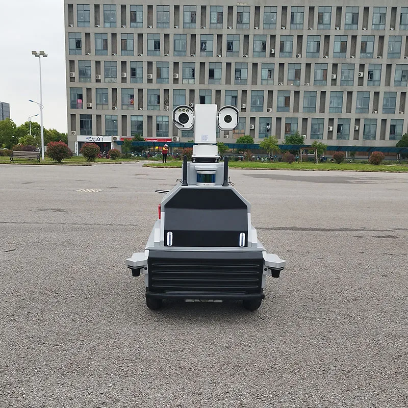 Autonoom rijdende onbemande patrouillecamera voertuig met draadgestuurd chassis UGV onderwijsonderzoek en ontwikkeling ROS