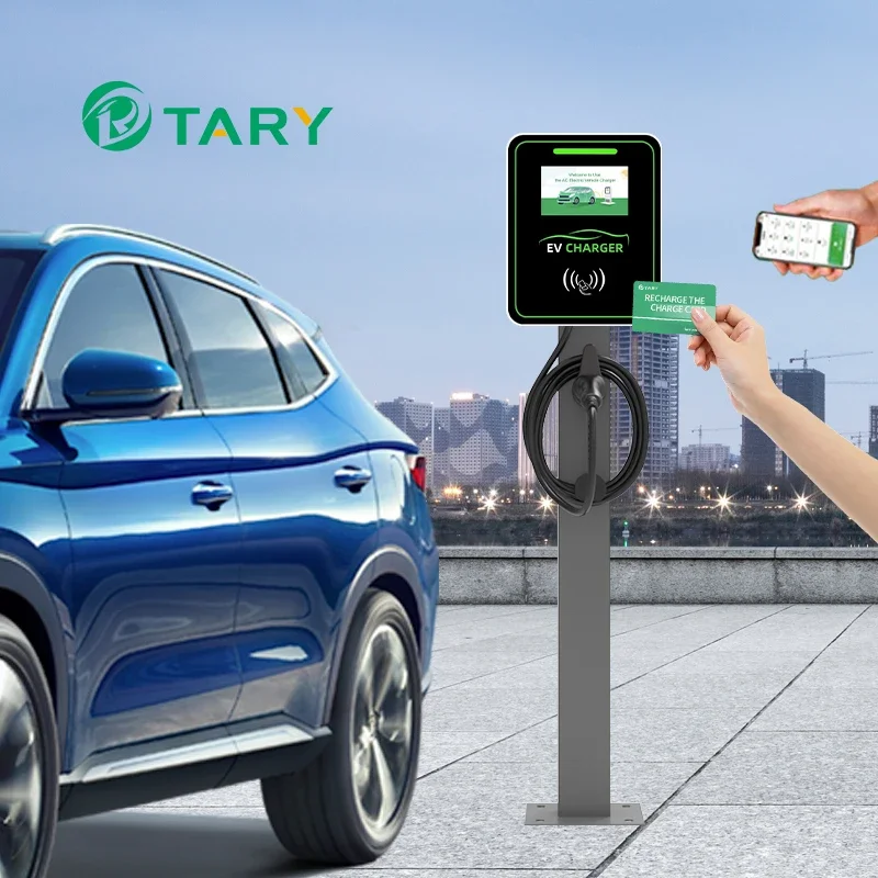 Tary 11kw 22kw 3 Phase  Ev Charger Type 1/2  GBT Wall-mounted Electric Car Charger Wallbox Ac Ev Fast Charging Station with OCPP