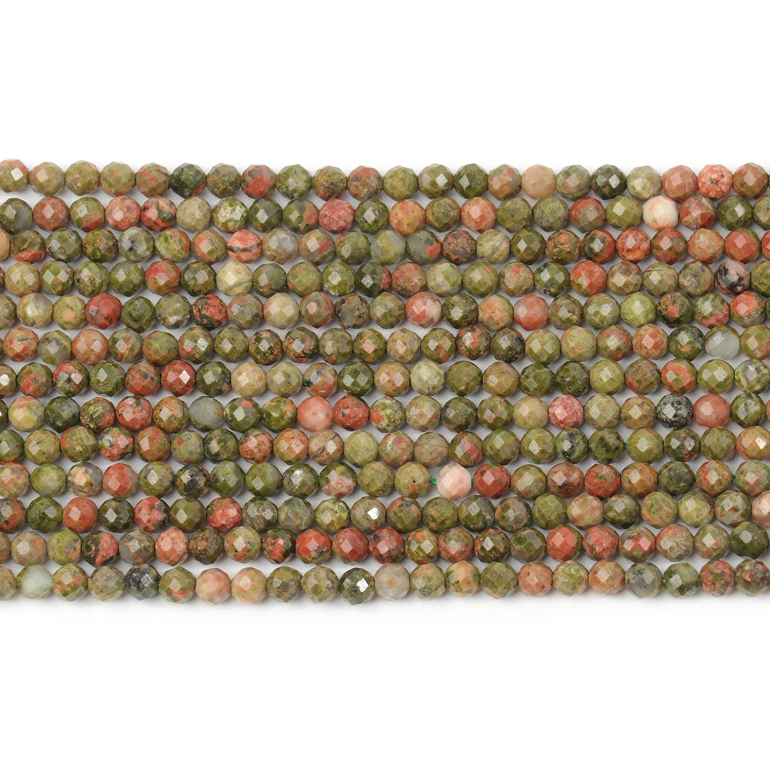 Großhandel Facettierte 2 3 4mm Naturstein Grüne Unakite Perlen Runde Kleine Lose Perlen für Schmuckherstellung DIY Armbänder Halsketten – Detail 3
