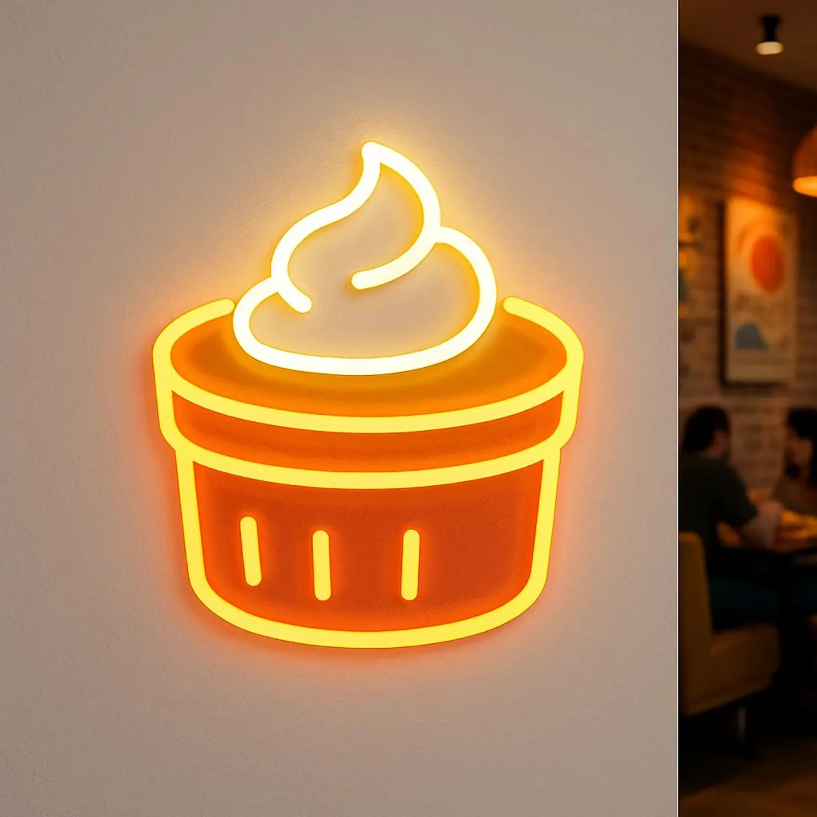 Creme Brulee Neon Sign, Dessert Light, Confectionery Led Sign, Gift Idea Chef, Bakery Neon Decor
