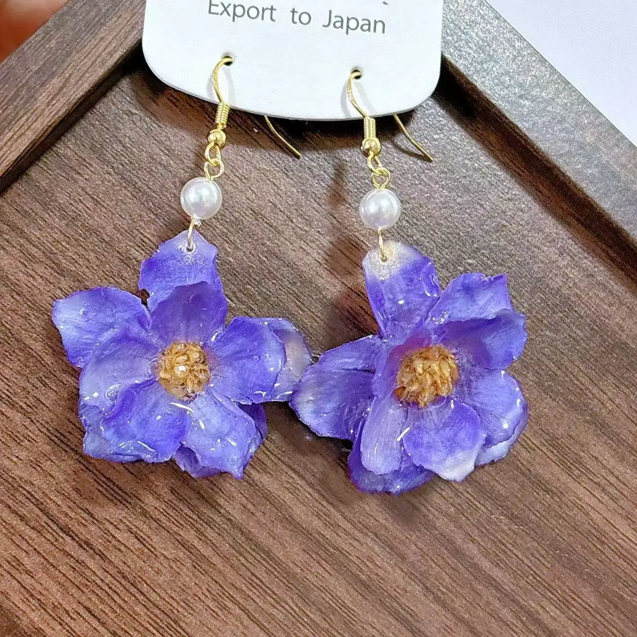 الرجعية بسيطة الأذن هوك زهرة حقيقية يقطر الغراء زهرة الأقراط