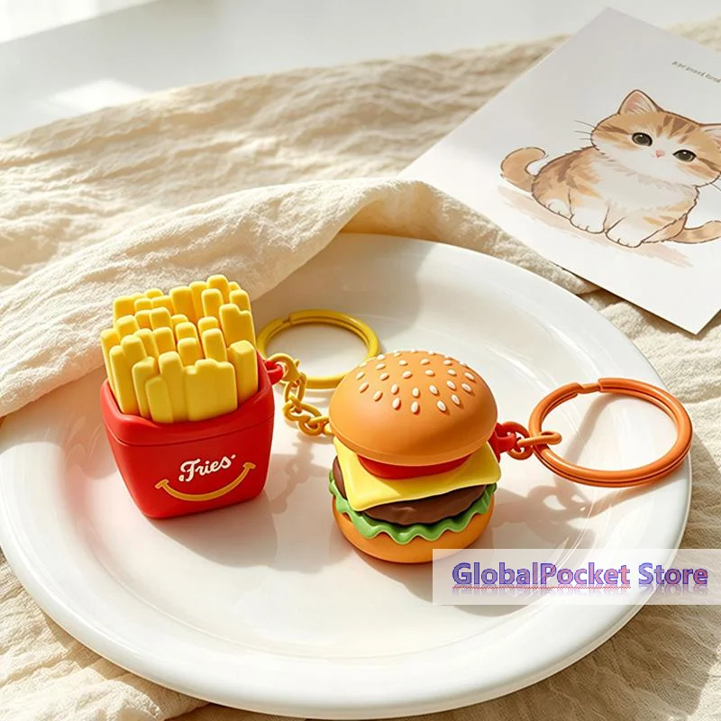 Mini Gourmet Keychain Decompression Toy Anxiety Relief Toy Fried Egg Burger Sushi Avocado Durian Pendant Bag Backpack Decor