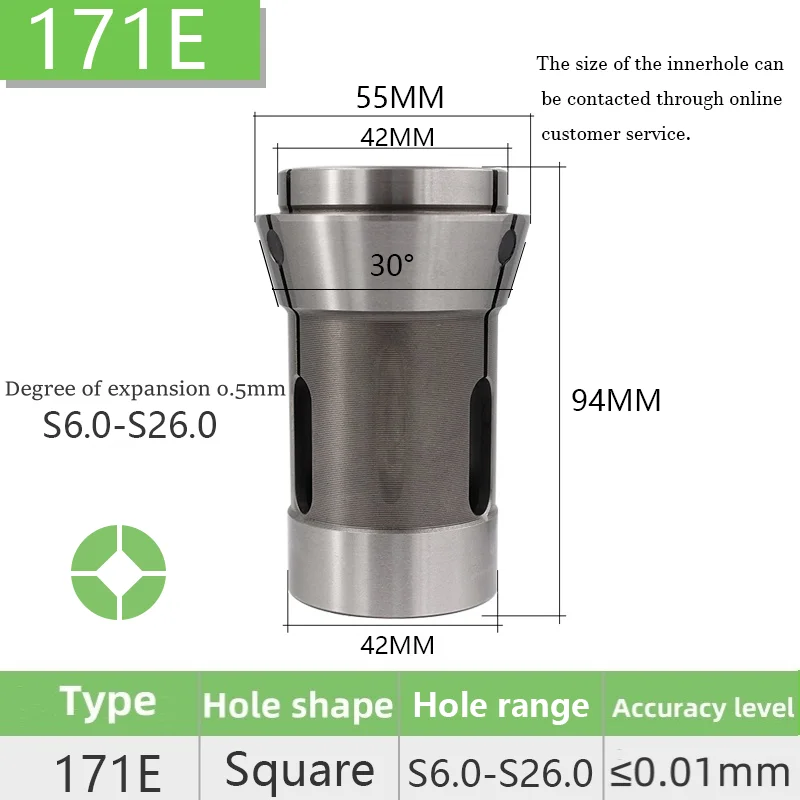 F42 171E Square Hole DIN6343  MIYANO CNC lathe Front Push collet Spring Steel High Precision Chuck Round Square Hexagon