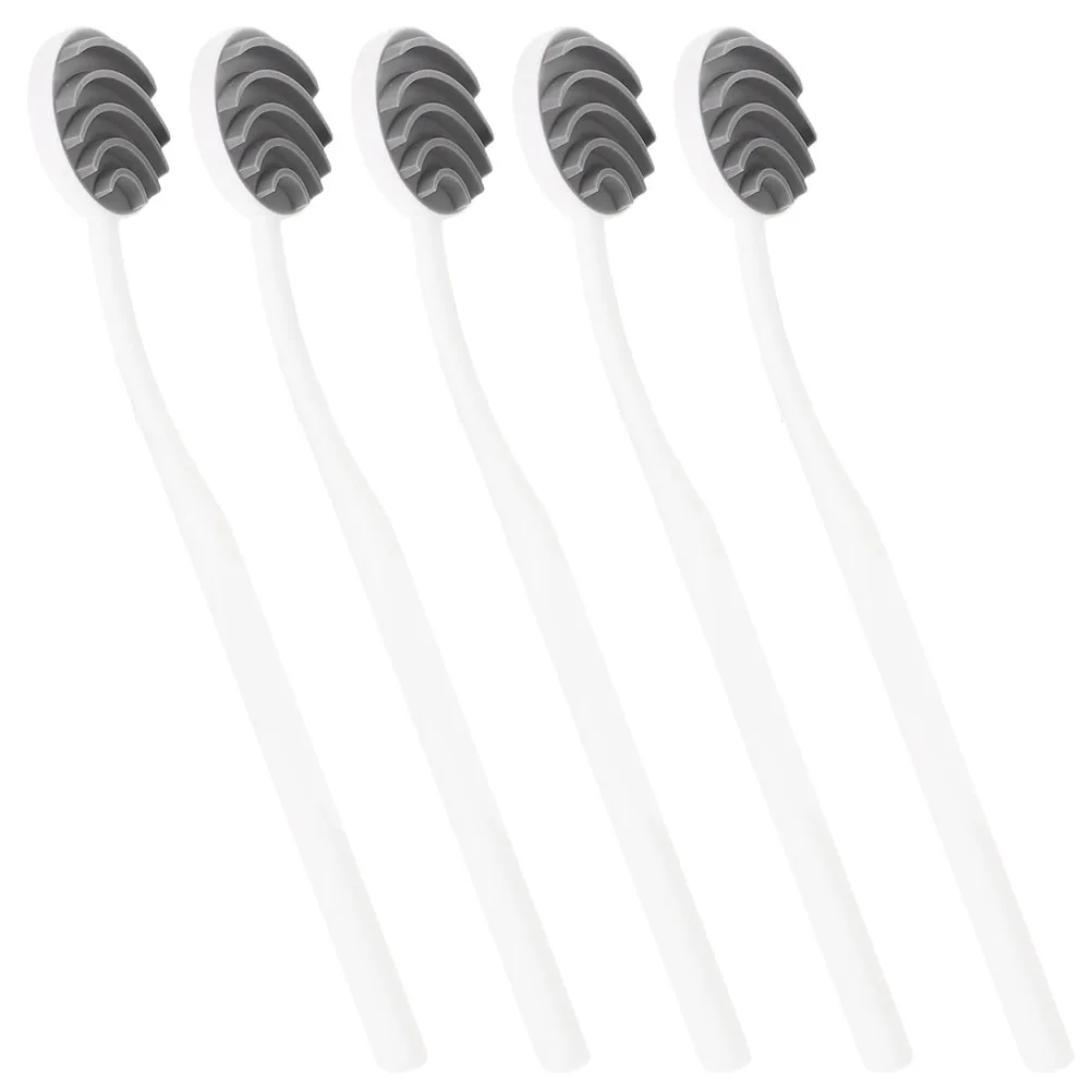 5Pcs Flexible Tongue Scrapers Silicone Plastic Tongue Cleaners for Adults Portable Oral Care Breath Freshening Scrapers