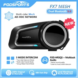 Fodsports FX7 Mesh Intercom Dual Bluetooth Headset Helm Motor Intercom 10 rijders, FM-radio, Moto Communicator Interphone