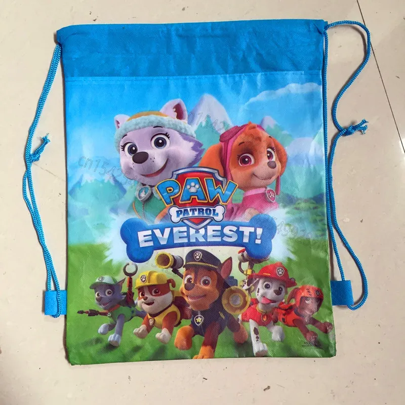 Paw Patrol Chase Non-woven Fabric Children Favorite Travel Bag Storage Clothes Shoe Bag Cotton Drawstring Dag Portable Backpack