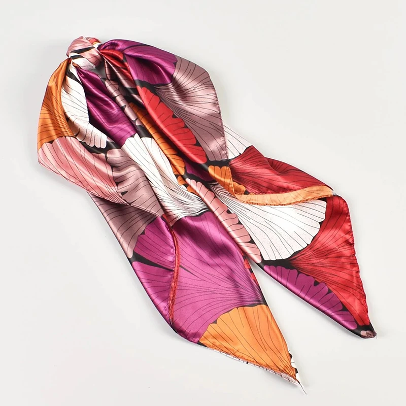 90*90cm Fashion Scarves Women Shawl Print Silk Satin Hijab Female Bandana Luxury Brand Square Ladies Bandanna Foulard muffler