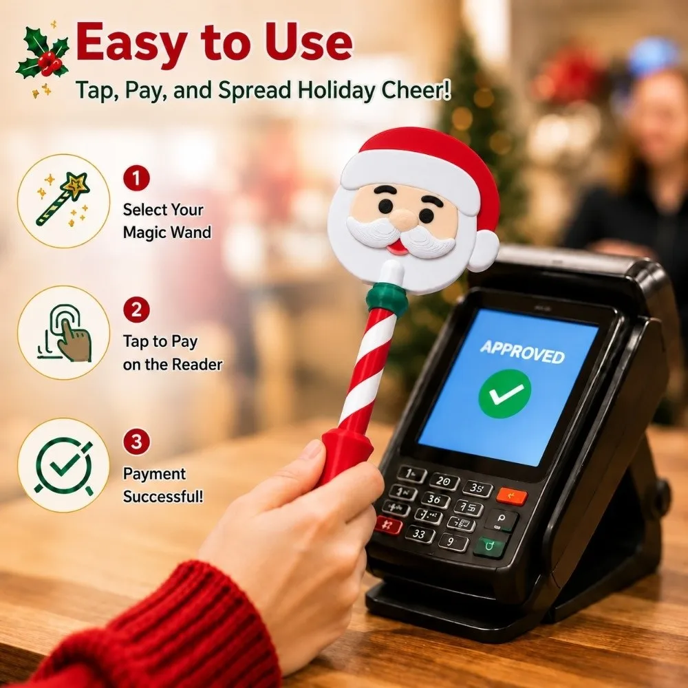 3D Printed Christmas Credit Card Wand Plastic Christmas Star Contactless Payment Wand Non-Contact Handheld Santa Tap To Pay Wand