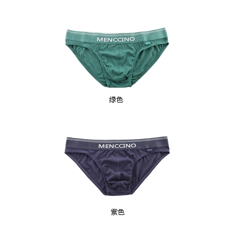 2pcs/lot MENCCINO men\'s underpants Triangle youth low waist U-convex modal sexy underpants men\'s underpants