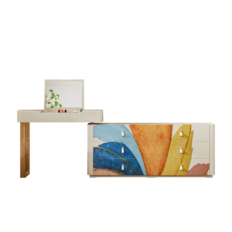 

chest dresser computer table integrated light luxury bedroom modern simple Internet celebrity makeup table