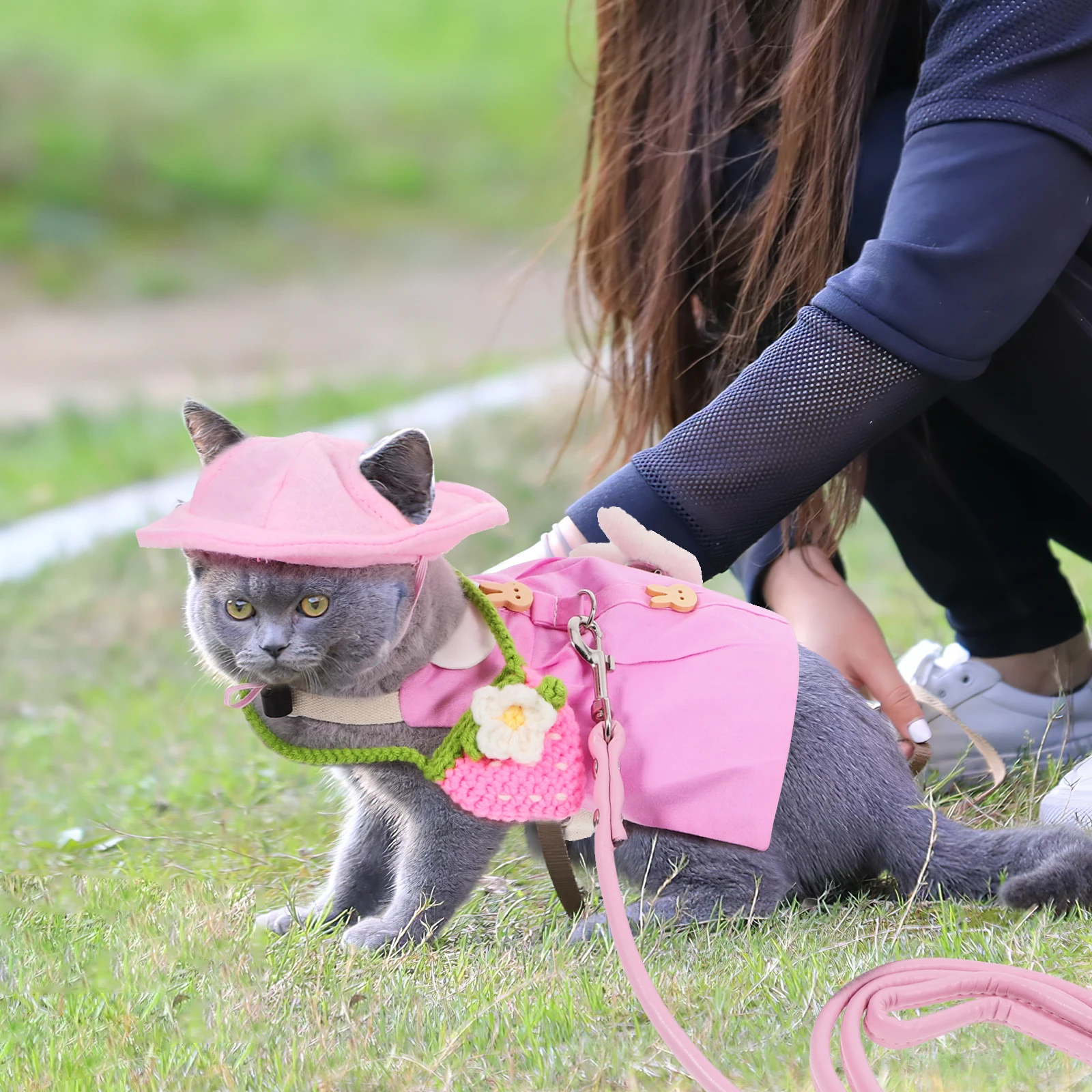 

Pet Rabbit Bunny Leash Adjustable Harness Cute Costumes Small Pets Outdoor Walking Clothing Set Rabbit Clothes Guinea Pig