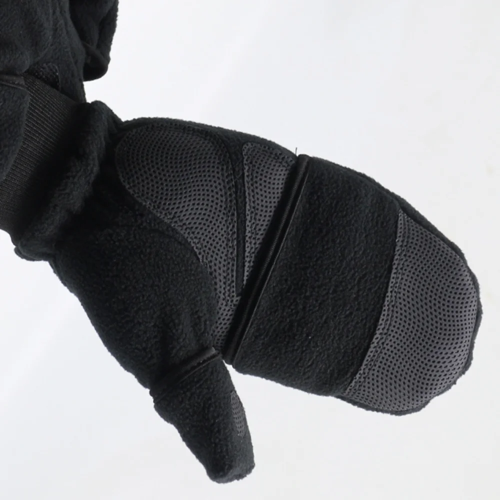 High Quality Black Winter Gloves Flip Cover Half Finger Riding Gloves Warm Anti-Slip Photography Gloves Unisex