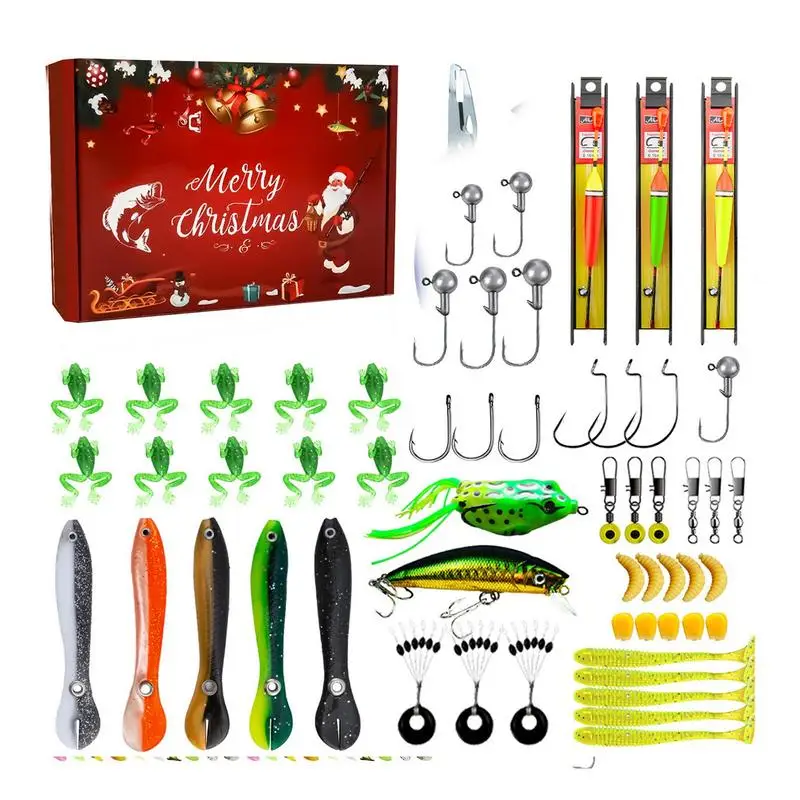 

Fishing Tackle Advent Calendar 24 Days Fishing Lures Set Christmas Countdown Calendar Creative Fishing Tackle Box Christmas Gift