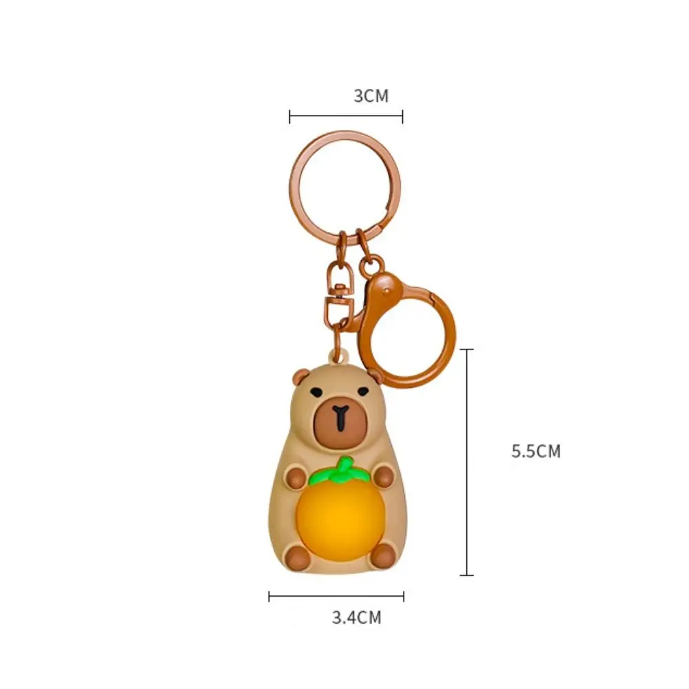 Cute Capybara PVC Pendant With Light Capybara Anime Keyring Cartoon Car Keychain For Children Jewelry Gift