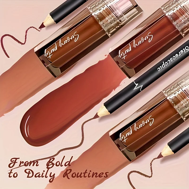 Ensemble brillant à lèvres hydratant et crayon à lèvres – Définir vos lèvres avec une précision 3D, pour obtenir un look rosé pour toute occasion