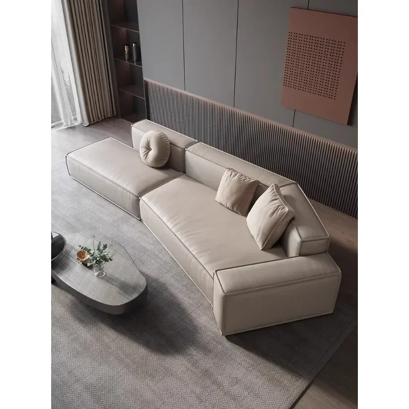 Italian Minimalist Leather Sofa Living Room Simple Modern Visitor Designer Special-Shaped Corner Straight Oblique Corner