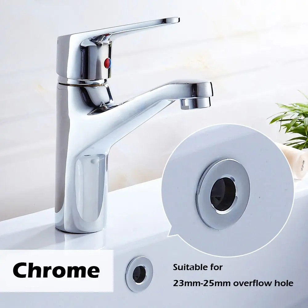 

Durable Sink Basin Faucet Brass Hole Cap Overflow Cover Insert Chrome Ring Bathroom