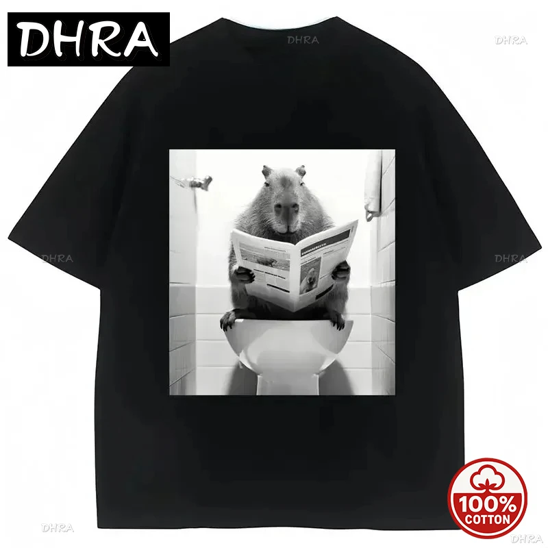 

Funny Capybara Bathroom Graphic T-Shirt Men Women Fashion Spring Summer T Shirts Oversized Casual Short Sleeve Streetwear Tee