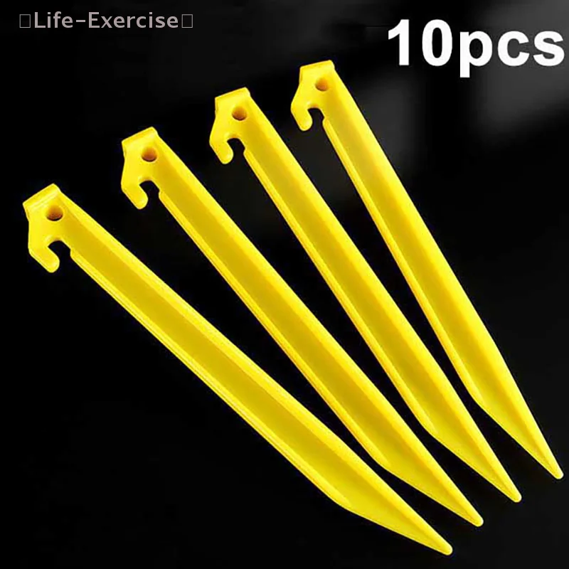 10Pcs Bucket Plastic Nails Tent Tarpaulin Ground Camping Yellow Tent Pegs Accessory Outdoor Fixing Pegs Travel