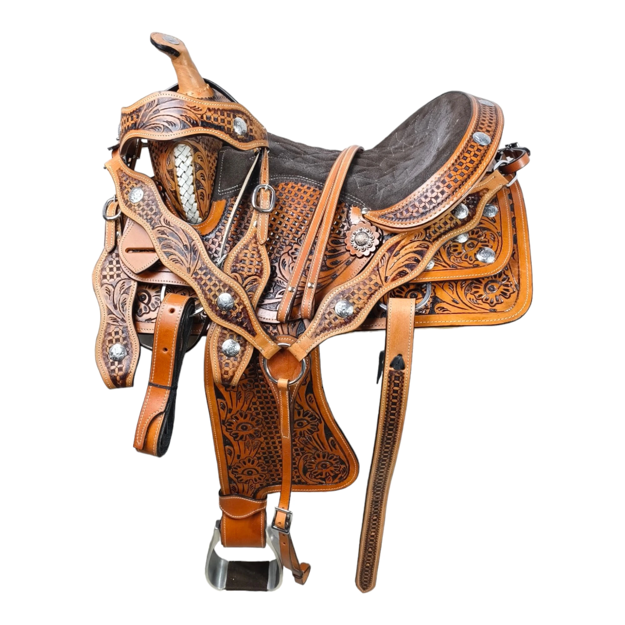 Handmade Premium Quality Leather Western Barrel Racing Horse Saddle Trail Custom Size Design Color With All Accessories Included