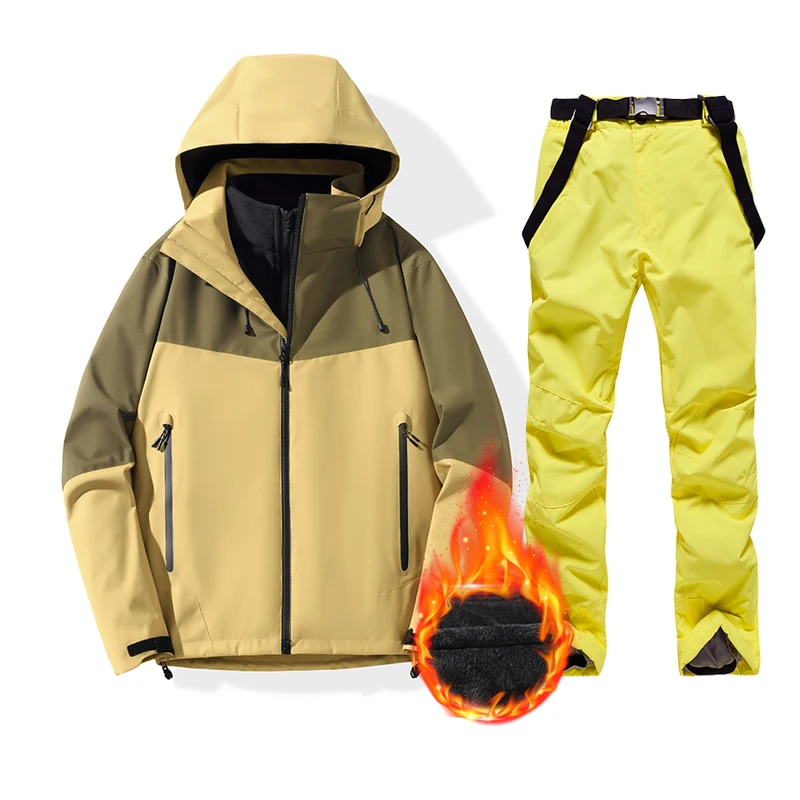 Ski Suit Men Winter 3 In 1 Waterproof Snowboard Jackets and Bibs Pants Warm Outdoor Raincoats Thermal Clothes