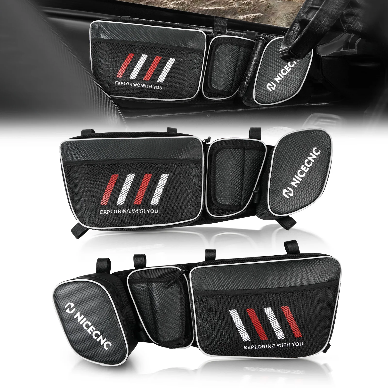 

NICECNC For Can Am Maverick X3 Turbo 2017-2022 2PCS Front Side Door Bags UTV Accessories Water Resistant Large Storage Tool Pack