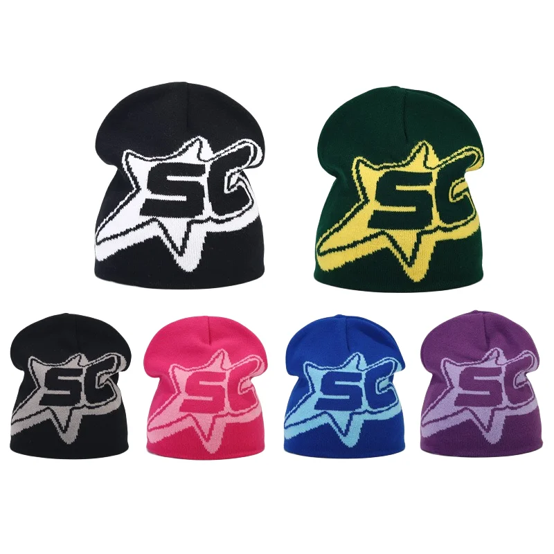 Gorro de esquí Y2K con letras a la moda, gorros cálidos para mujeres y hombres, gorro tejido de Hip Hop, accesorios Bonet, gorro para ciclismo al aire libre para Otoño e Invierno